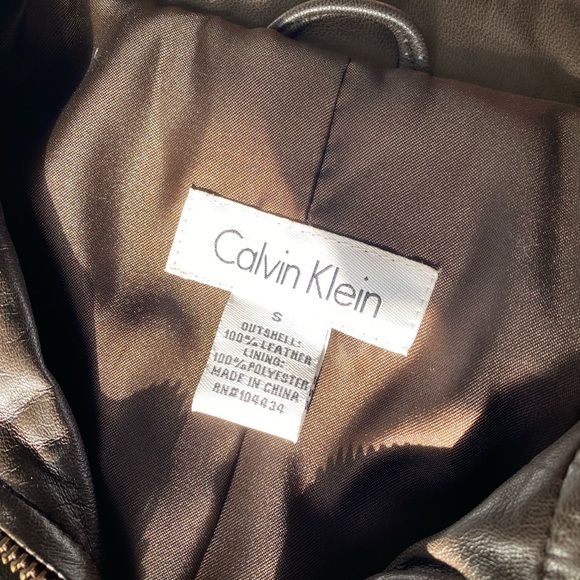Calvin Klein Womens Leather Jacket Coat Brown Size Small - Picture 4 of 4